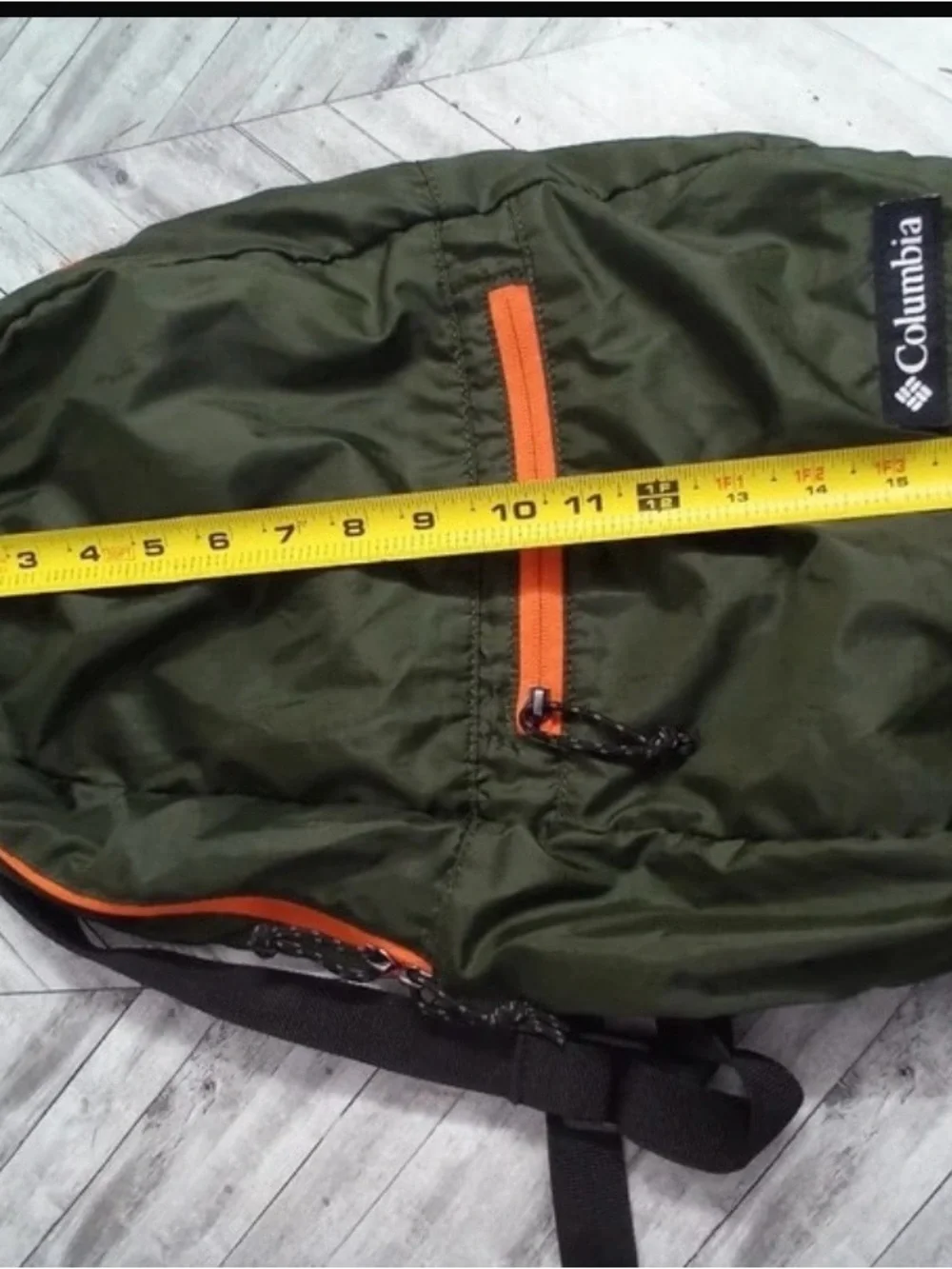 Columbia Olive Backpack with Orange Trim